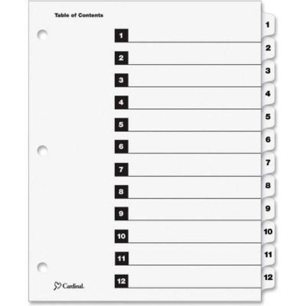 Cardinal Brands Cardinal OneStep Printable T.O.C. Divider, Printed 1 to 12, 9"x11", 12 Tabs, White/White 61213